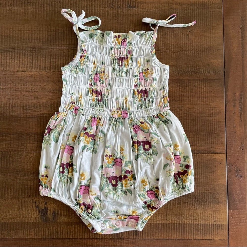 Kate Quinn Floral Kids One Piece - Cream and Pink